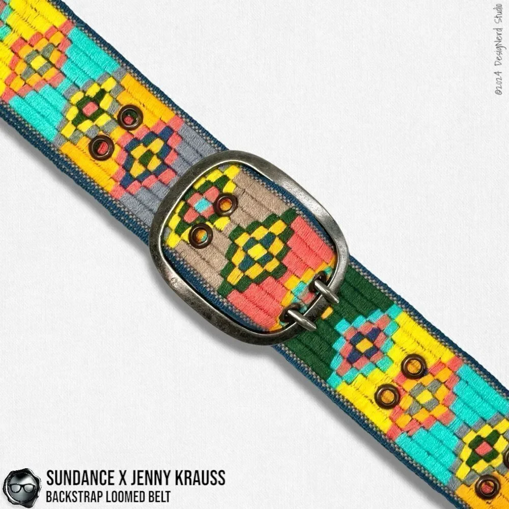 SUNDANCE X JENNY KRAUSS HAND WOVEN LOOMED COTTON BELT VINTAGE 2015 NEON PALLET